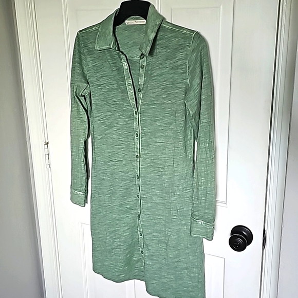 PERUVIAN CONNECTION Women's Long Sleeve Shirt Dress Green XS Lightweight Casual - Picture 3 of 8